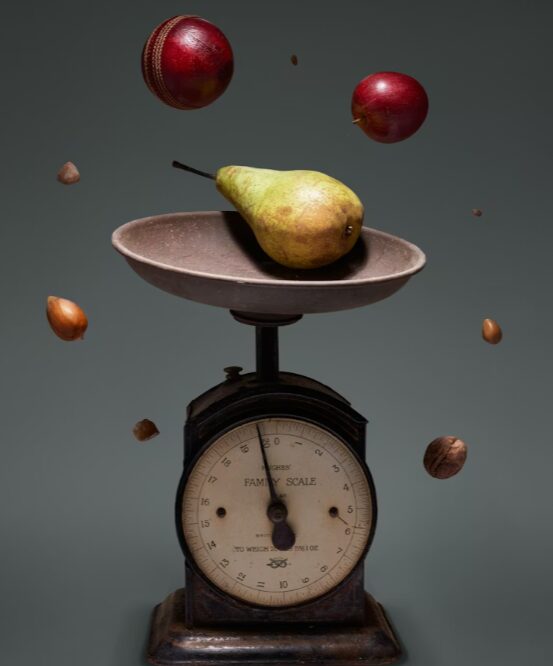 果物と軽量計